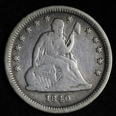 Cuarto de plata libertad sentada 1840-O FINO E171 KALB Foto 1 de 2