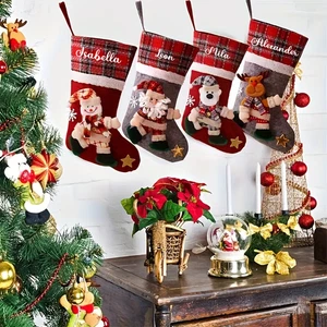 Weihnachtsstrumpf Stoff Nikolausstiefel mit 3D Figuren personalisierbar mit Name - Bild 1 von 16