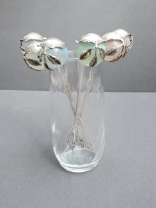 Vintage Italienisch 800 Silber 329FI Blattform 7" Lange Blumen Getränkekühler 6er Set - Bild 1 von 24