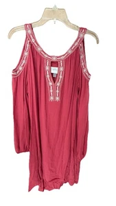 Knox Rose Cold Shoulder Tunic Dress Size XXL Pink Embroidered Long Sleeve - Picture 1 of 3
