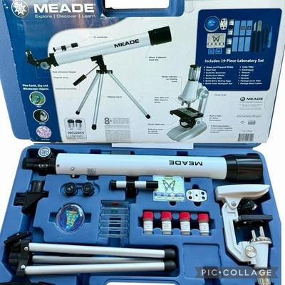 NEW Meade 40mm Refracting Telescope 40AZ-T & 900x Microscope Science Kit Set - Image 1 of 4