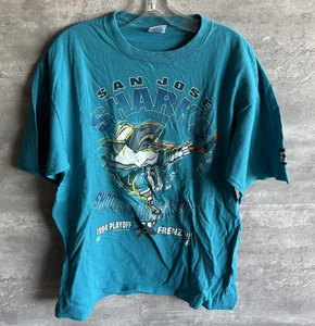 Camiseta De Colección Starter San Jose Sharks NHL 1994 Playoff Frenzy Azul Talla L EE. UU. - Imagen 1 de 5
