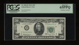 DBR 1963-A $20 FRN Cleveland Gem Fr. 2066-D PCGS 65 PPQ Serial D38008390A - Picture 1 of 2