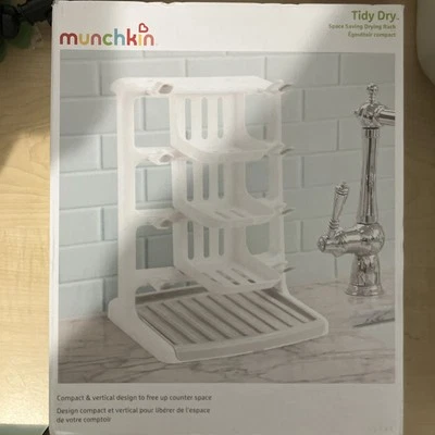 Estante de secado de biberón Munchkin Tidy Dry blanco gris ahorro de espacio Foto 1 de 2