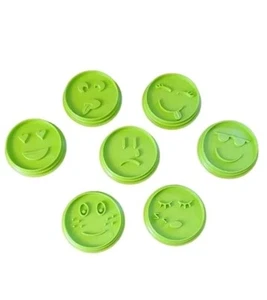 Pampered Chef #1443 Green Emoji Cookie Cutter Set of 7 Free Shipping - Picture 1 of 2