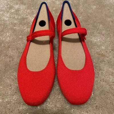 NEW Rothy’s The Square Mary Jane Flats  Size 7.5  Lollipop Red Slip-on Shoes - Image 1 of 4