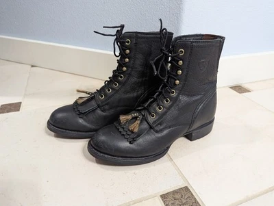 Bota para mujer Ariat Heritage Lacer II talla 6 B cuero negro Western Riding 33401 Foto 1 de 4