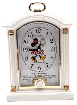 Vintage SEIKO Disney Musical Minnie Mouse Alarm Mantle Clock 6 Song Quartz - Imagem 1 de 4