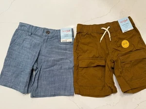 2X Cat& Jack Size Small Boys Shorts Brown Pull On And Blue Flat Front - Picture 1 of 10
