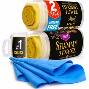 Premium 2pk Mini +1 Free Shammy Cloth for Car Drying - 17”x13” - Super Absorb... - Picture 1 of 9