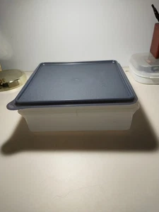 Contenedor de almacenamiento cuadrado Tupperware Snack-Stor 514-3 con tapa, azul oscuro M5 - Imagen 1 de 8