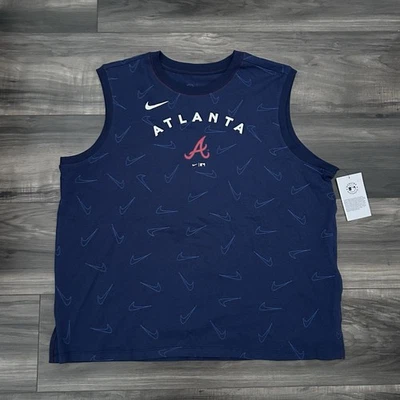 Nike Official Atlanta Braves Muscle Play Tank Top Shirt Women’s XL Navy Blue New - Image 1 of 4