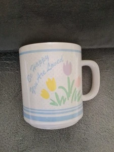 Vintage 1988 Be Happy You Are Loved Floral Teetasse 10 Oz Becher - Bild 1 von 4