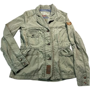 Holding Horses Military Jacket Womens M Medium Olive Green Button Up Drawstring - Picture 1 of 7