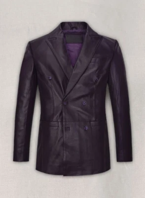 Blazer masculino de couro roxo 100% puro pele de carneiro casaco blazer - Imagem 1 de 4
