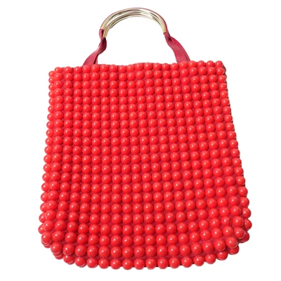 Vintage 60s Cherry Red Lucite Beaded Purse Bag Retro Mod VTG Jem Hong Kong SEE - Image 1 of 4
