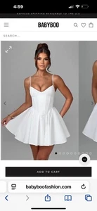 ANALEIGH MINI DRESS IVORY Babyboo Grad Graduation Bridal Wedding Homecoming M - Picture 1 of 12