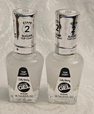 Sally Hansen Miracle Gel Paso 2 Sugar Top Coat #103 Paquete de 2 NUEVO  Foto 1 de 4