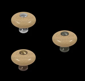 Cream Crackle porcelain Oxford donut knob Múltiple Acabados 32mm - Imagen 1 de 4