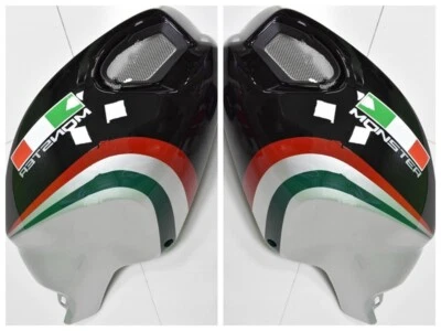 Black Left+Right Tank Side Cover Panel Fairing For Ducati Monster 696 796 1100 - Image 1 of 3