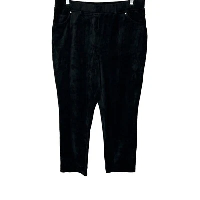 Quacker Factory Short Corduroy Straight Leg Pants with Pockets Black Large Size - Image 1 of 2