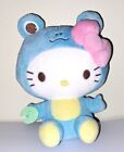  7 " Hello Kitty in Blue Lily Pad Frog Costume Plush Doll 2020 Sanrio