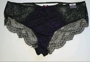 Lane Bryant Cacique Cheeky NWT Purple Nylon Dot Animal Print Black Lace  26/28  - Picture 1 of 3