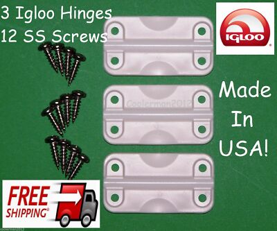 3 IGLOO COOLER REPLACEMENT PLASTIC HINGES + S...