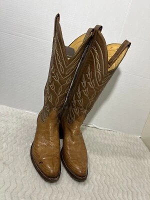 Botas de cowgirl Tony Lama femininas tamanho 6B couro marrom lagarto faroeste - Imagem 1 de 4
