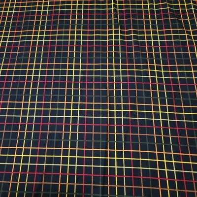 Autumn Glow BTY Quilting Treasures Line Plaid on Black Not Metallic - Image 1 of 3