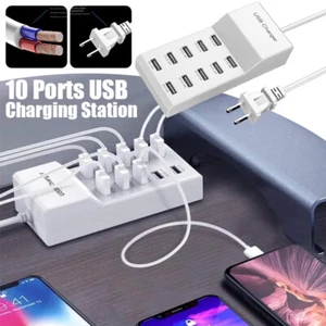 Multi 10 Ports USB Phone Charger Socket Fast Charging Station Adapter 40W 2A - Zdjęcie 1 z 20