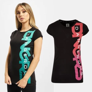 DNGRS Dangerous Hyena T-Shirt Damen Ladies Tee Großer Logo Print Baumwolle Neu - Picture 1 of 11