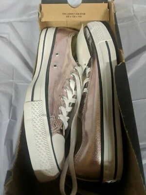 中性 匡威 All Star Ox 玫瑰石英闪亮金属运动鞋 青少年 13 ~ #175b — 第 1/4 张图片