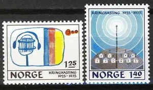 129 Norway 1975, NK 760-61 MNH, Radio, MI 712-13, SC #663-64. - Picture 1 of 1