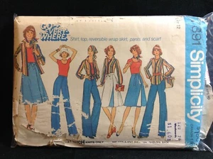 Pattern Simplicity 7391, retro 70s wrap skirt, pants top, size 12 - Picture 1 of 2