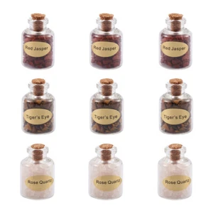 9 botellas mini piedras preciosas curativas caídas en vidrio botellas de deseos piedra mixta - Imagen 1 de 7