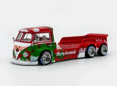 Liberty 1:64 Red Christmas T1 6x6 Flatbed Tow Truck Model Diecast Metal Car - Image 1 of 4