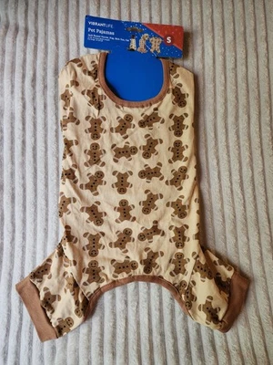 Pijama de Natal para Cachorro Tamanho Pequeno Leve Pão de Gengibre Masculino Marrom Clássico - Imagem 1 de 4