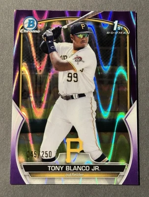 2023 Bowman Chrome 1st Tony Blanco Jr. #BCP-134 Purple RayWave /250 Pirates - Image 1 of 2