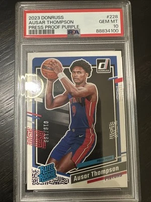 2023-24 Donruss AUSAR THOMPSON #228 Press Proof Purple /199 PSA 10 - Image 1 of 2