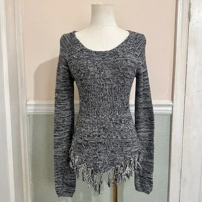 American Rag Cie XS Black And White Knit Poncho Style Tunic Sweater 100% Cotton - Image 1 of 4