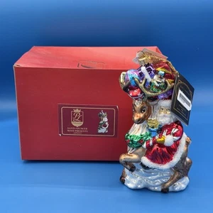 Polonaise Kurt Adler Santa On Deer With Presents AP0352 7" Glass Blown Ornament - Picture 1 of 7