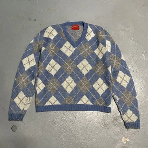 Vintage 60s Jantzen Mohair Argyle Sweater XL - Picture 1 of 11