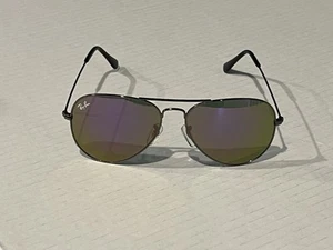 Ray Ban RB3025 58MM Aviator Unisex Sunglasses Gunmetal Frame/ Purple Mirror Lens - Picture 1 of 6