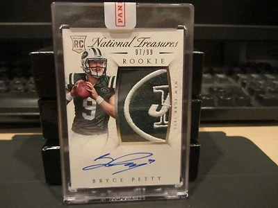 National Treasures Rookie Autograph Jersey Jets Bryce Petty 97/99  2015 - Image 1 of 4