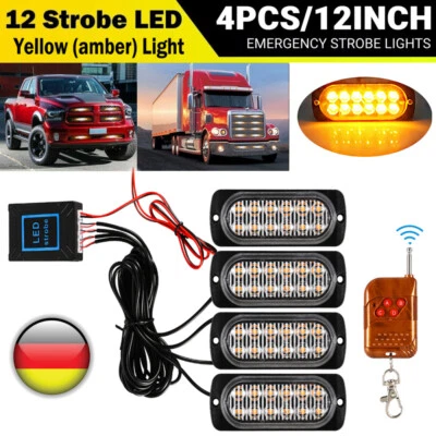 4 X LED Auto Frontblitzer Orange Blitzlicht Warnleuchte LKW Strobe Licht 12V 24V - Bild 1 von 4