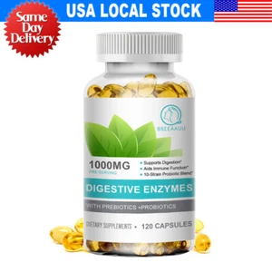 120 Digestive Enzymes Prebiotic & Probiotics Gas, Constipation & Bloating Relief - Picture 1 of 8