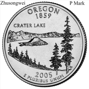 2005 US Oregon State Quarter (P Mark) Coin - Free shipping - Picture 1 of 2