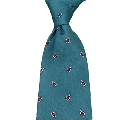 Corbata de seda Robert Talbott para hombre verde cachemira corpcore negocios academia carrera Foto 1 de 4