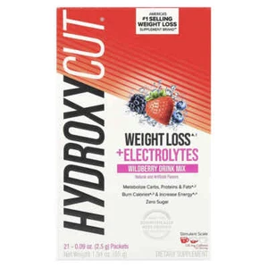 2 X Hydroxycut, Weight Loss + Electrolytes Drink Mix, Wildberry, 21 Packets, 0. - Picture 1 of 3